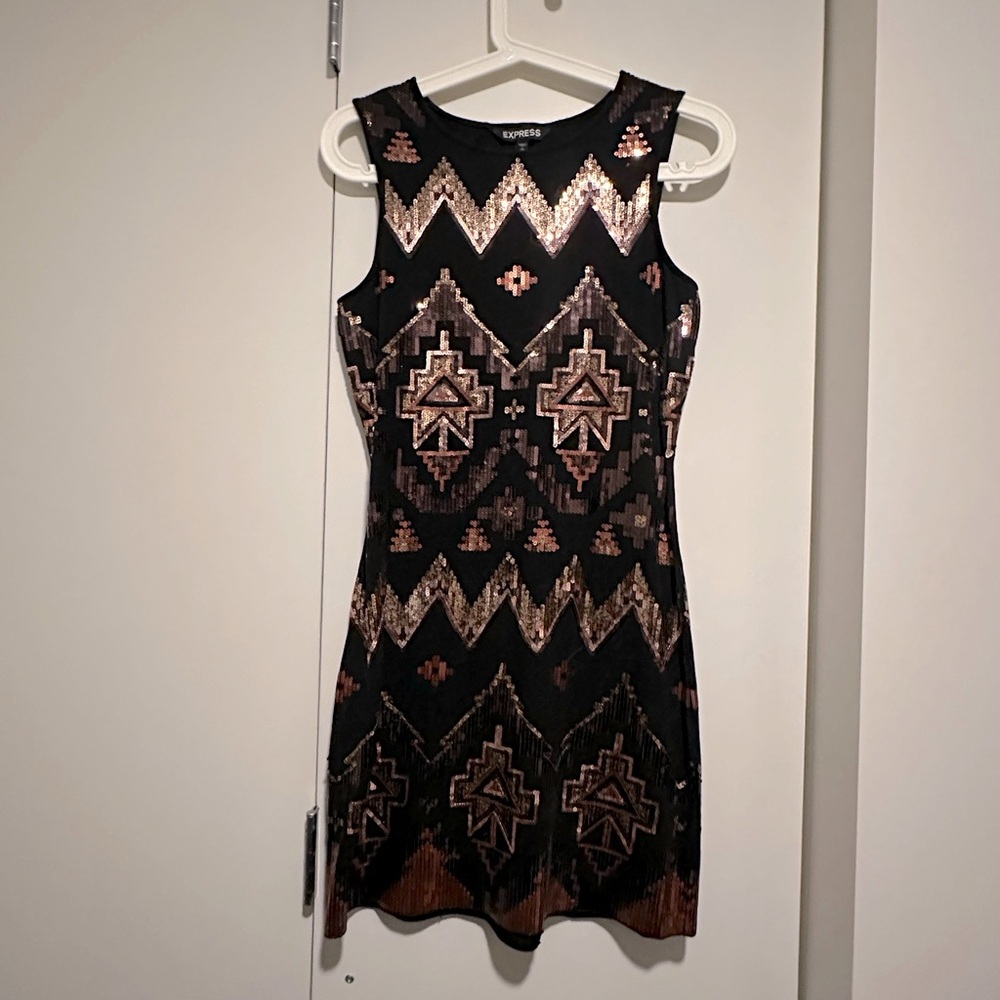 Express Gold Sequin Dress